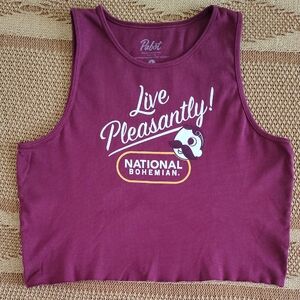 National Bohemian Burgundy Cropped Tank Top